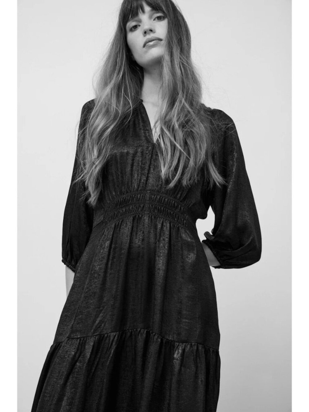 Grade & Gather Tiered Boho Peasant Dress Black Size Large NEW - Picture 7 of 7